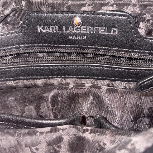 Karl Lagerfeld Paris Cara Medium Messenger Bag in Black & Silver - Picture 9 of 13